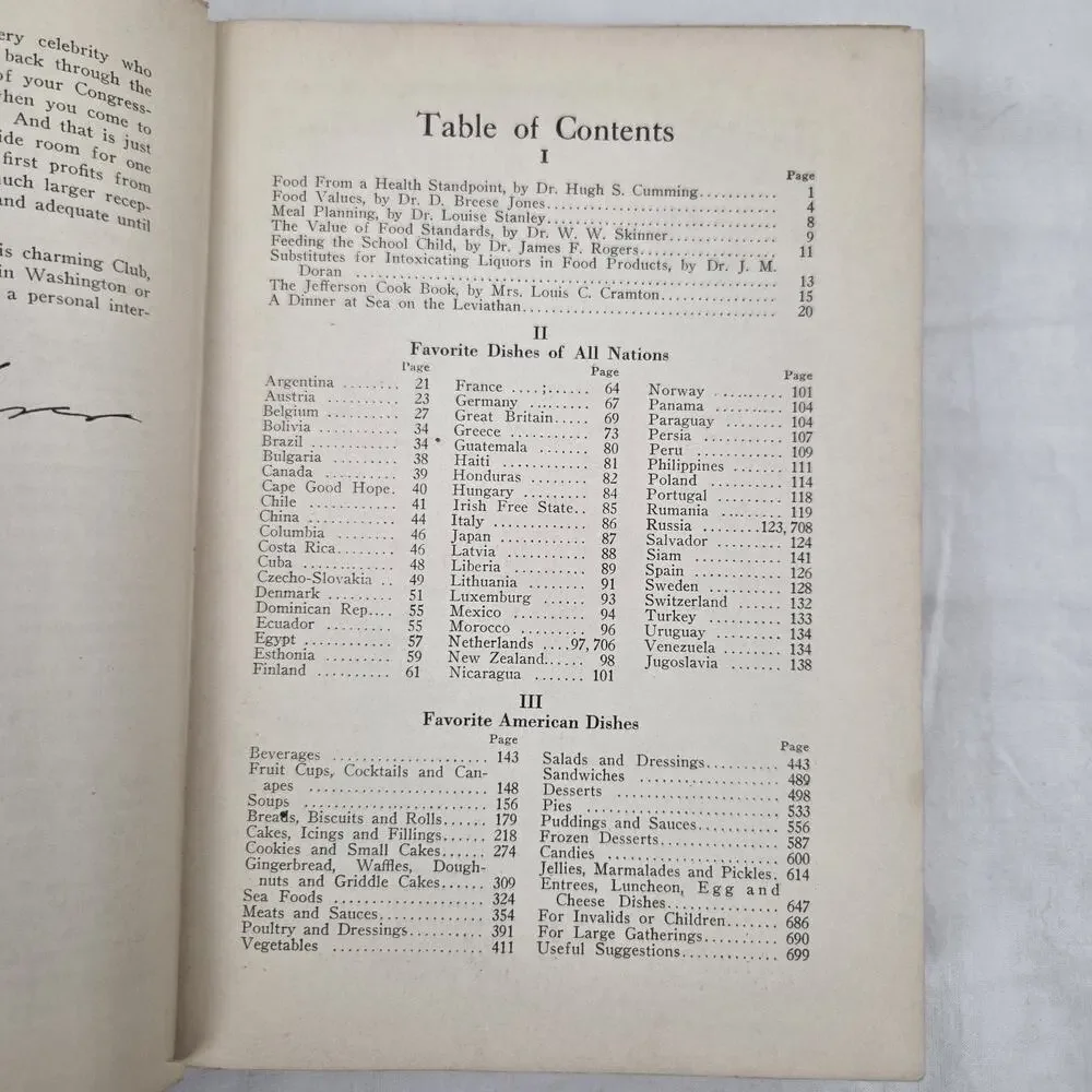 The Congressional Club Cookbook Popular 1st Edition 1927 Washington DC Cook Book